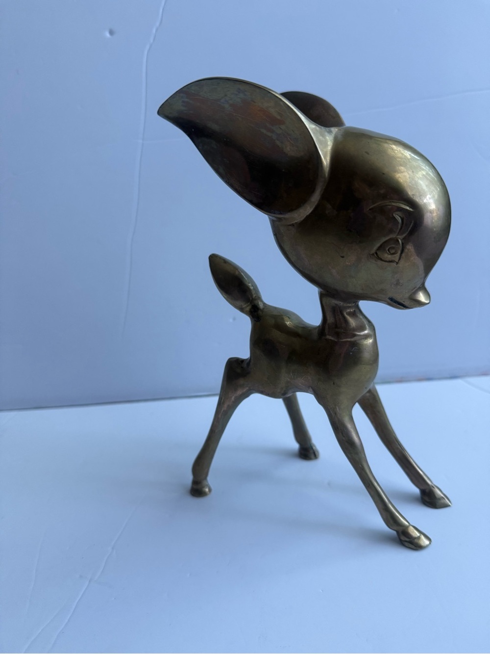 Vintage Brass Mid Century Collectible Bambi Deer Fawn Statue Figurine 8" - Picture 3 of 8